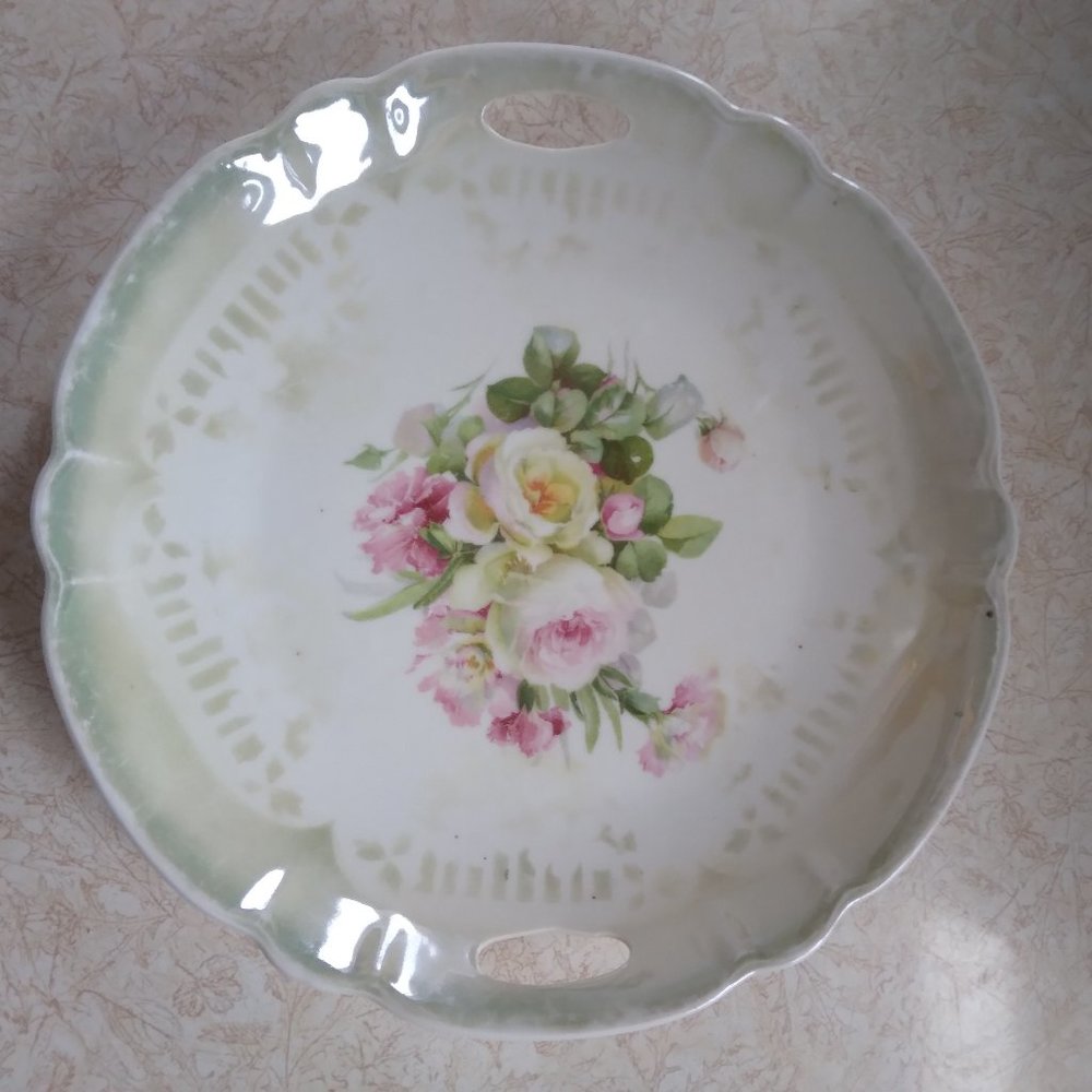 Plate, Vintage, Decorative, with Cut Out Handles